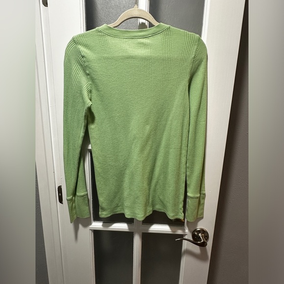 Aerie Green Button Down Ribbed Long Sleeve - Picture 4 of 4